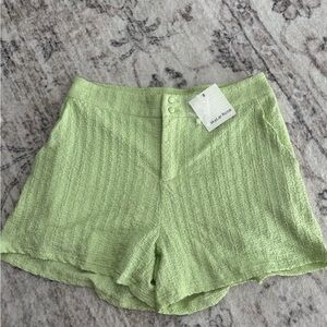 Women's Green Textured Shorts